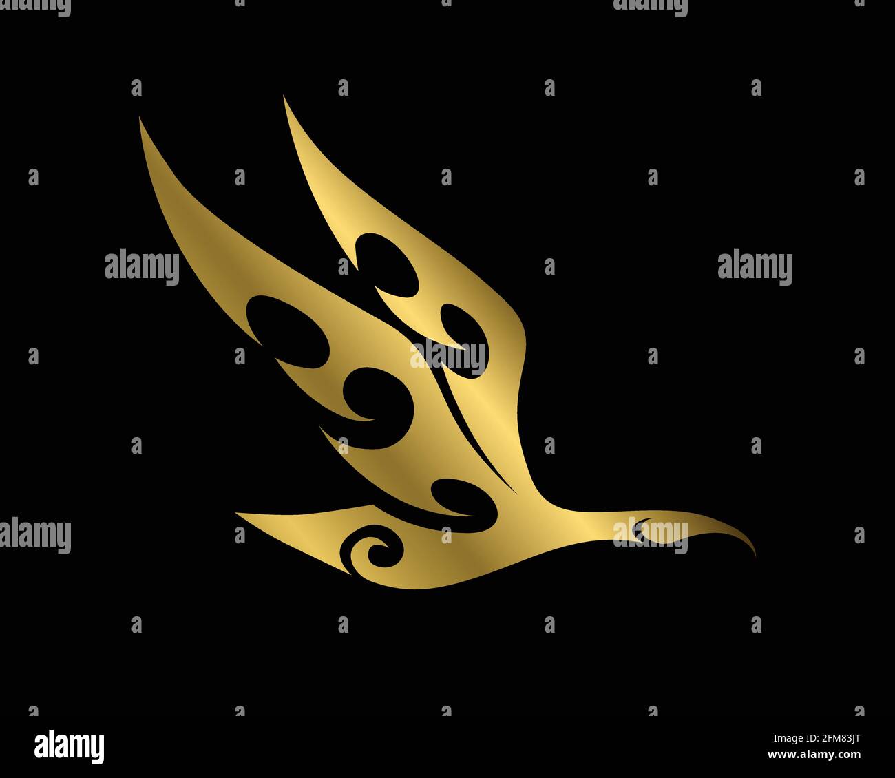 Line art vector of swan that is flying. Suitable for use as decoration or logo. Stock Vector