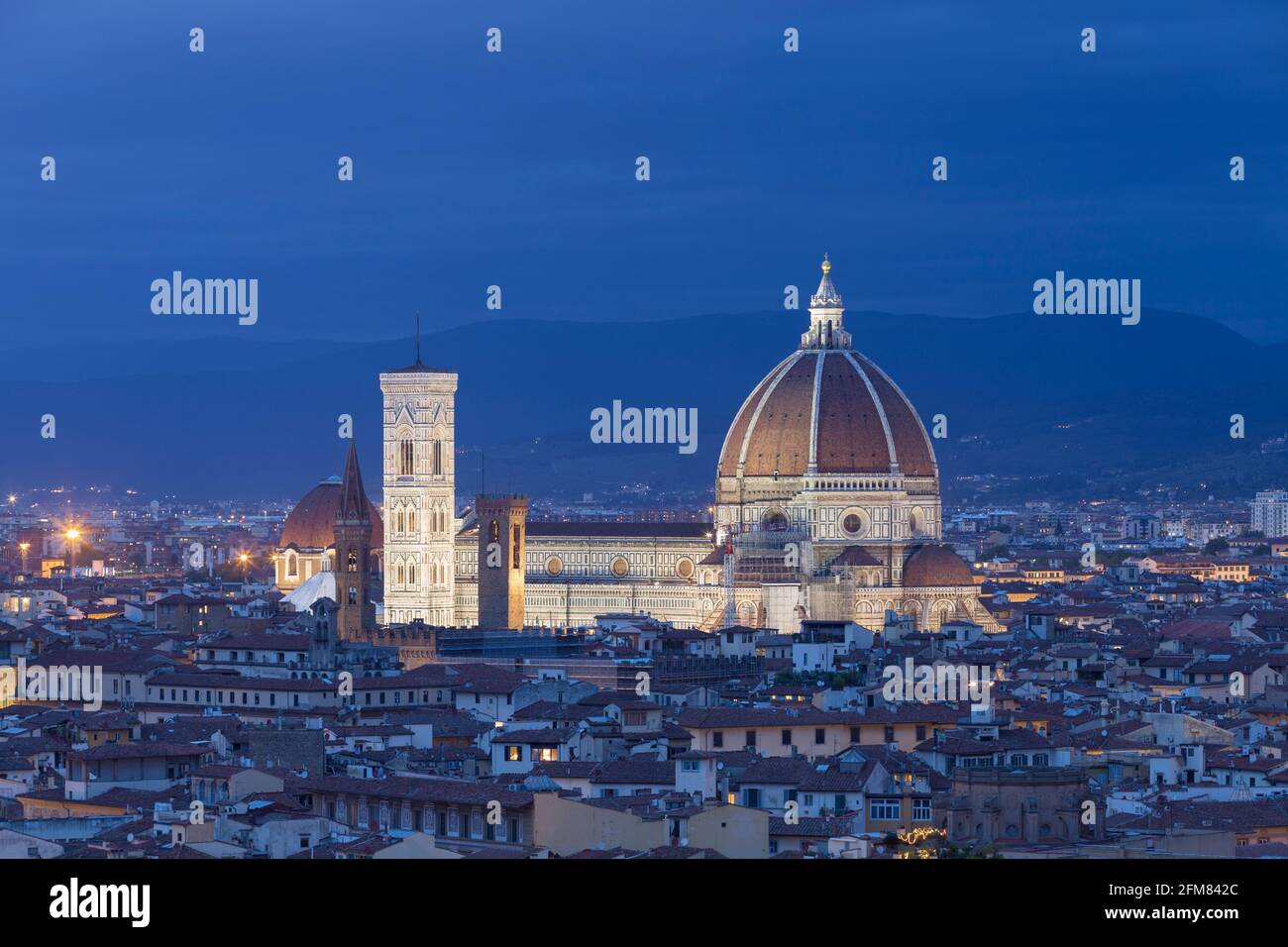 View of Florence with the Cathedral, Duomo di Santa Maria del Fiore, Florence, Italy Stock Photo