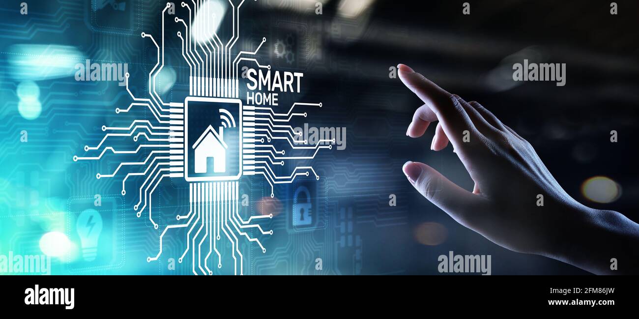Smart home control panel on virtual screen. IOT and Automation ...