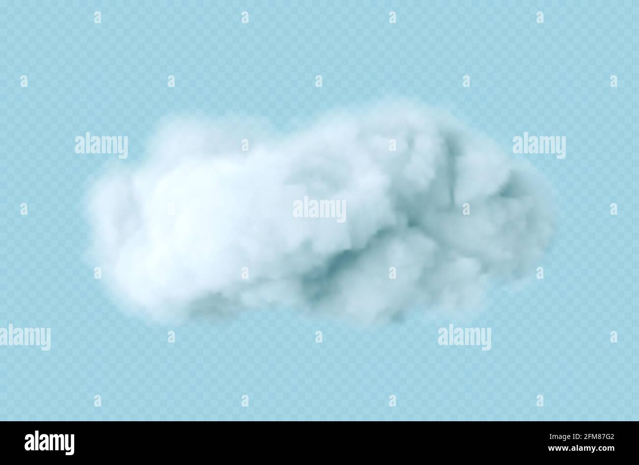 Realistic white fluffy cloud isolated on transparent background. Cloud sky background for your design. Vector illustration Stock Vector