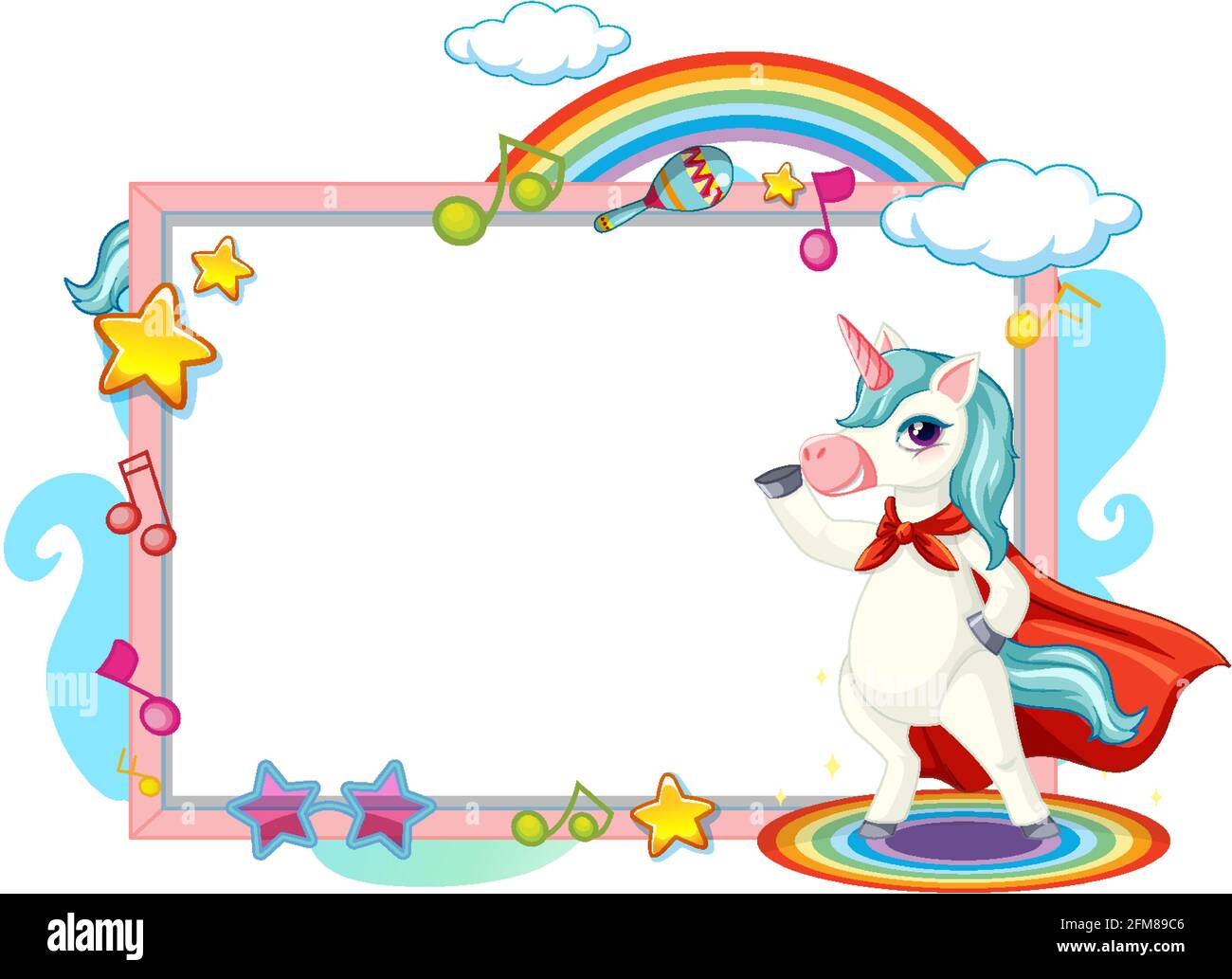 Cute unicorn cartoon character with blank banner illustration Stock Vector  Image \u0026 Art - Alamy, image size:1300x1033