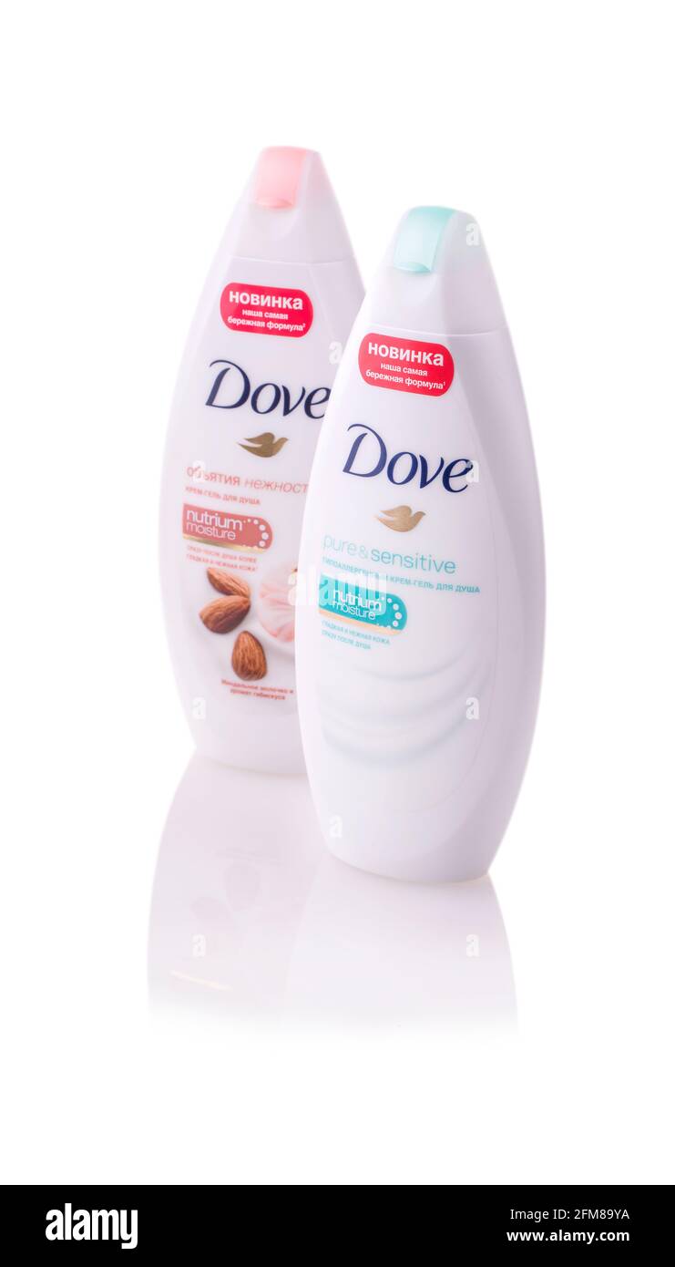 Product shoot of Dove Cream Shower Gel. Dove Beauty Cream Shower Gel with a special formula that
