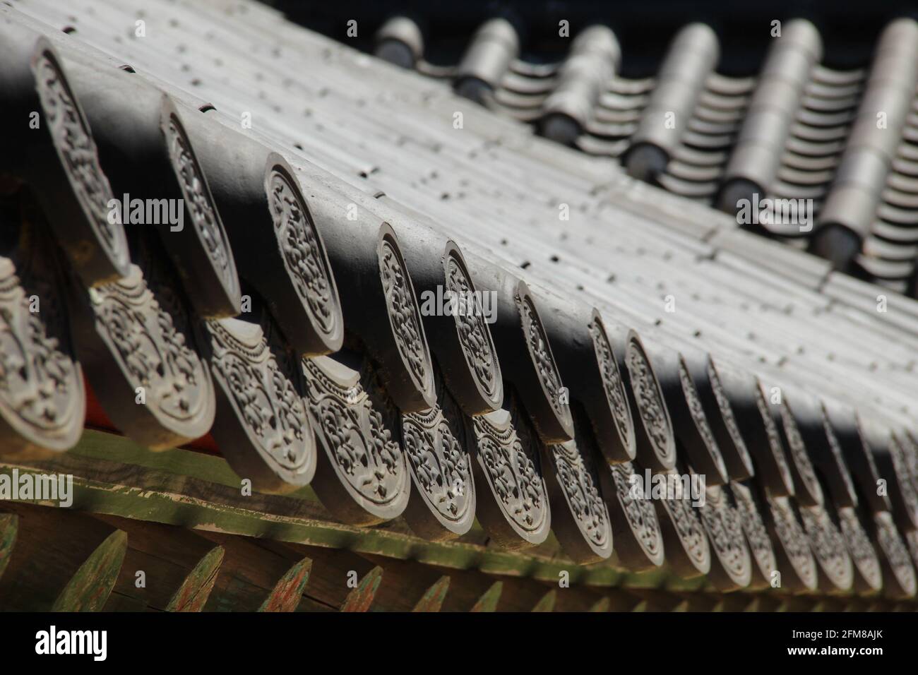 Decorative roof tiles at the Bulgaksa temple in South Korea Stock Photo