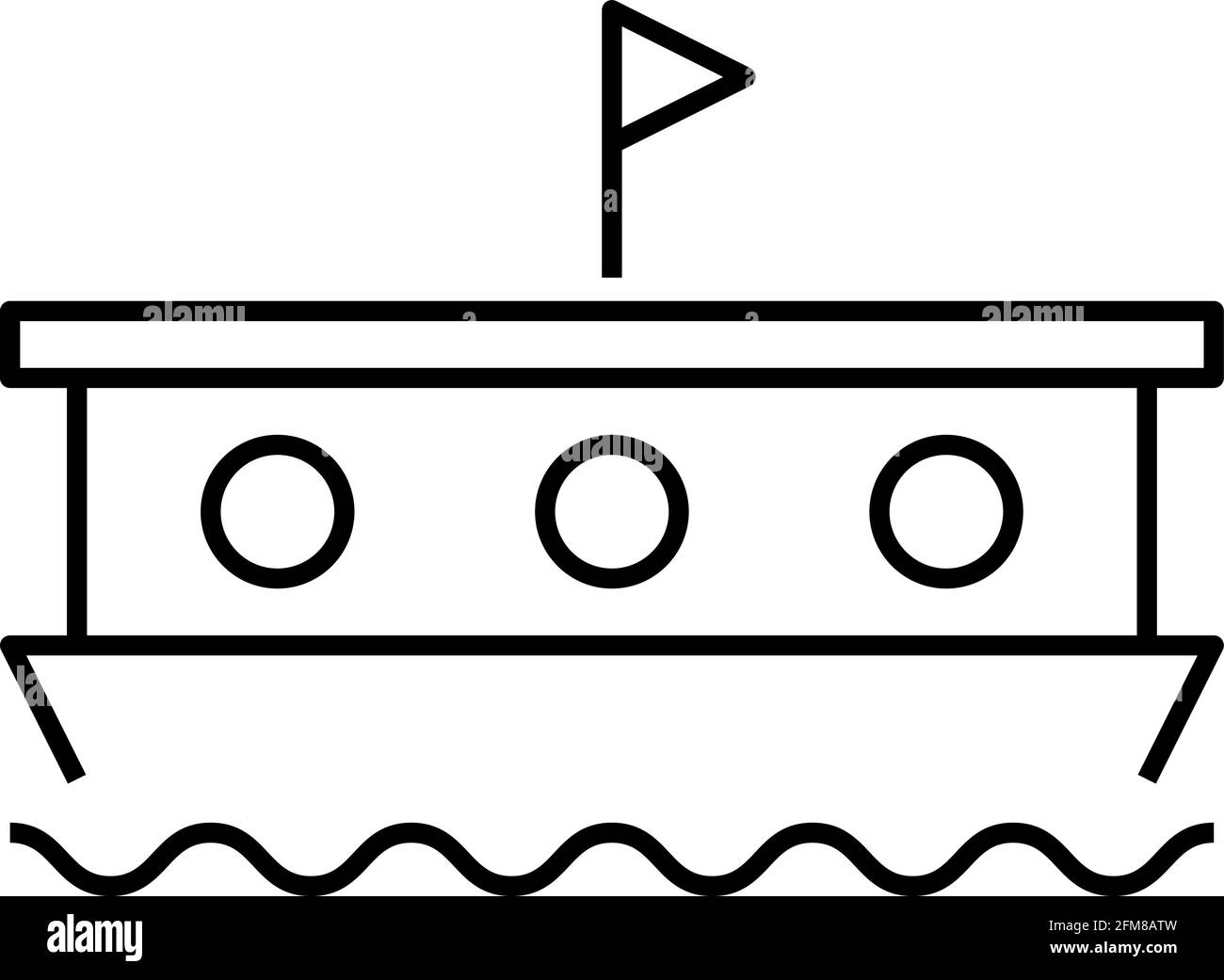 Houseboat home thin line icon Stock Vector