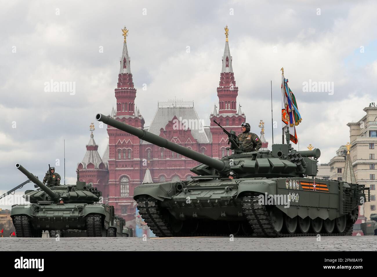 Moscow Russia 7th May 21 A T 72b3m Tank Moves Along Moscow S Red Square During A Dress Rehearsal Of A Military Parade Marking The 76th Anniversary Of The Victory Over Nazi Germany In