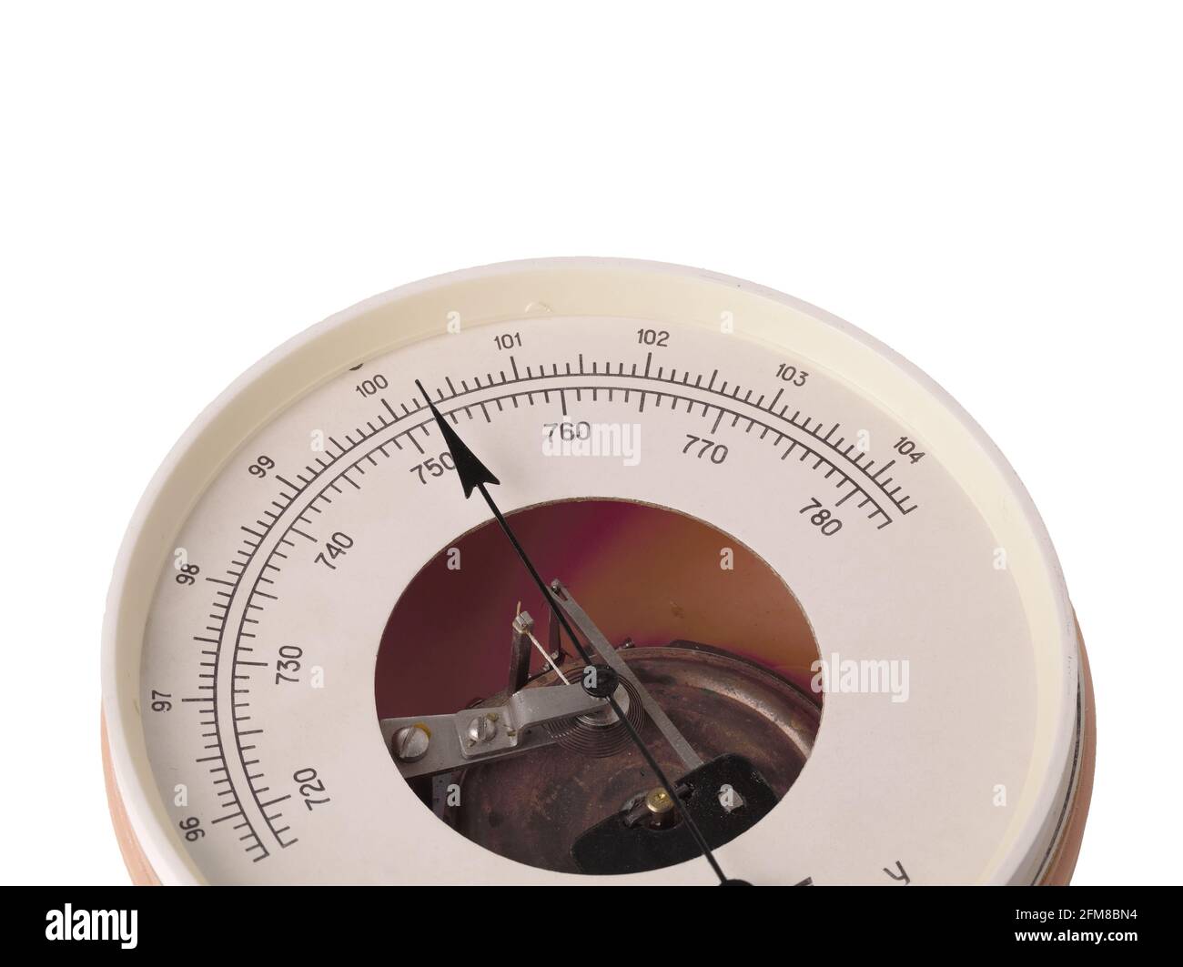 round dial barometer instrument on white background Stock Photo Alamy