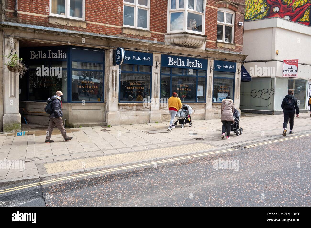 A view of Bella Italia restaurant on Red Lion Street Norwich city centre Stock Photo
