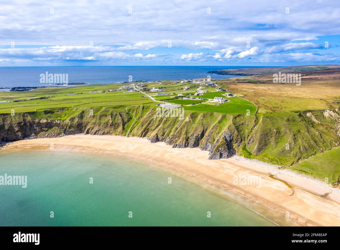 Aerial view of the Silver Strand in County Donegal Ireland Stock