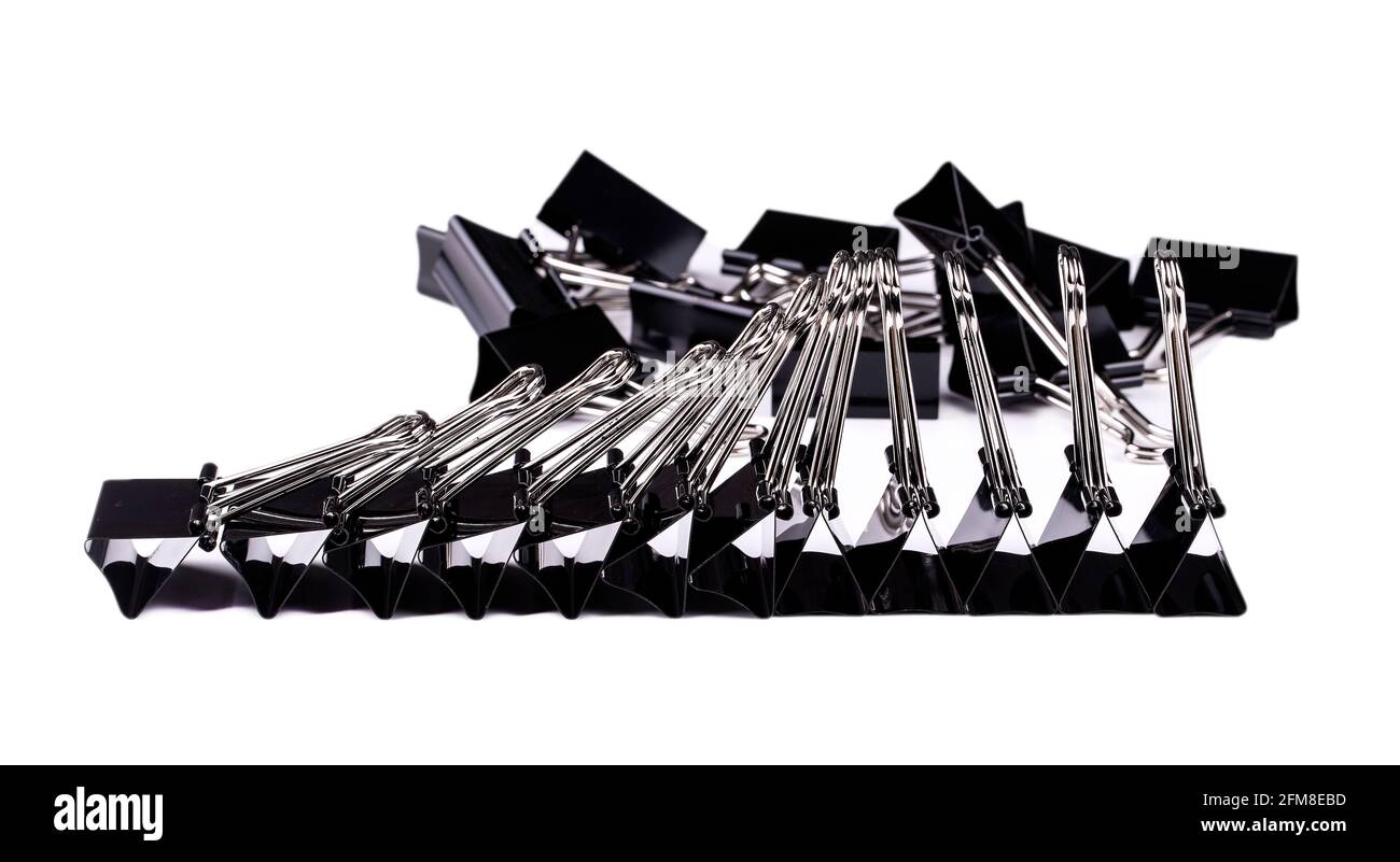 black metal paper clips isolated on a white background Stock Photo Alamy