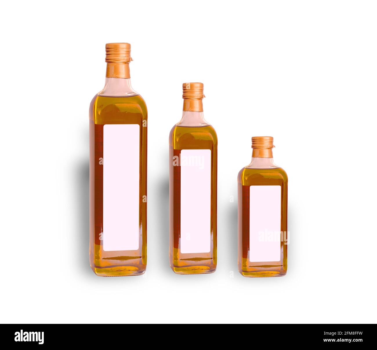Olive oil bottles on white background Stock Photo - Alamy