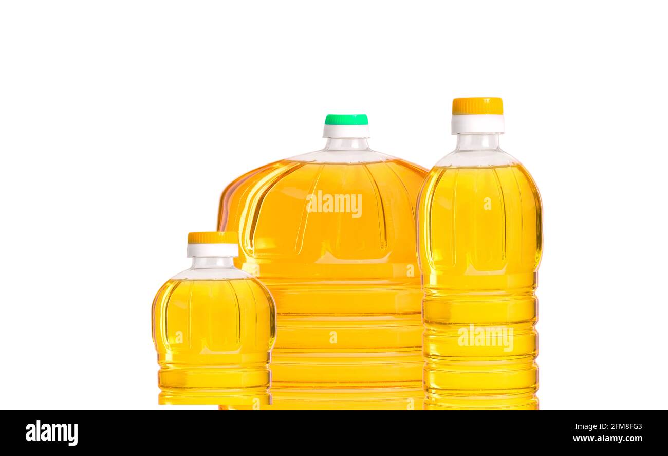 Olive oil bottles isolated on white background Stock Photo Alamy