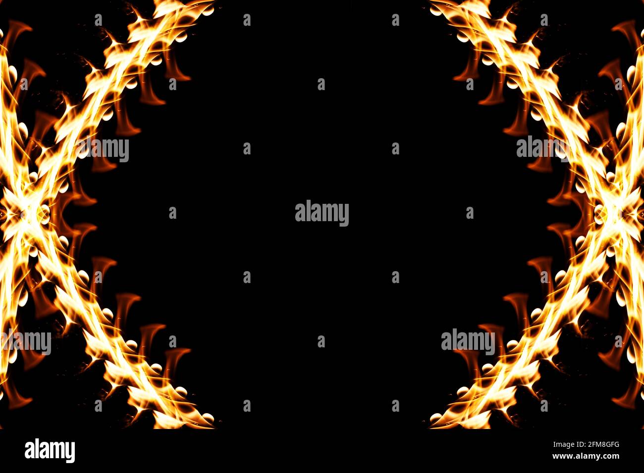 Vibrant fire frame with free space on black background Stock Photo - Alamy
