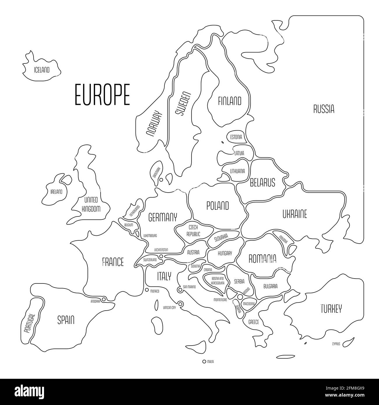 Simple Europe Map Drawing Printable Free Templates