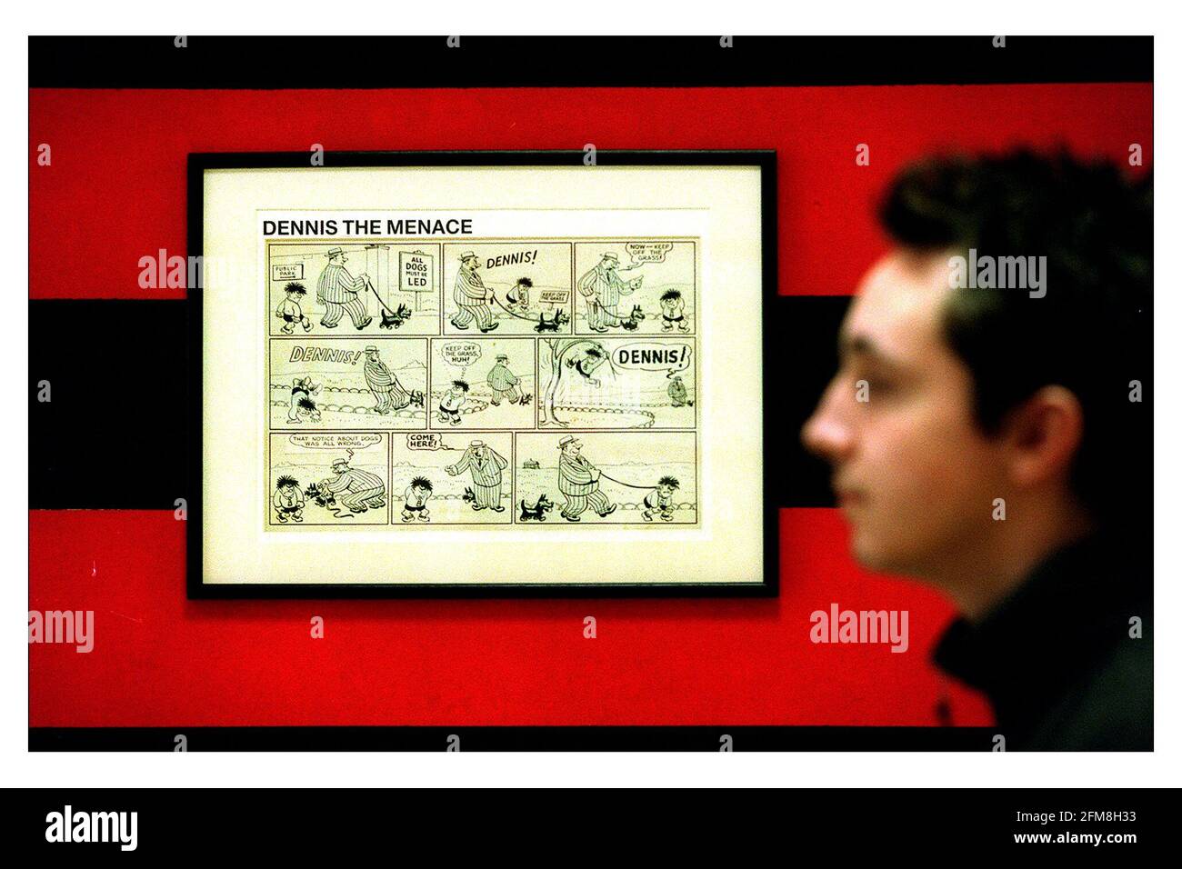 Dennis the Menace  March 2001Dennis the Menaces First appearance in the Beano March 17th 1951. Original artwork by David Law. Exhibition 19th March to 20 April at the British Cartoon Centre London Stock Photo