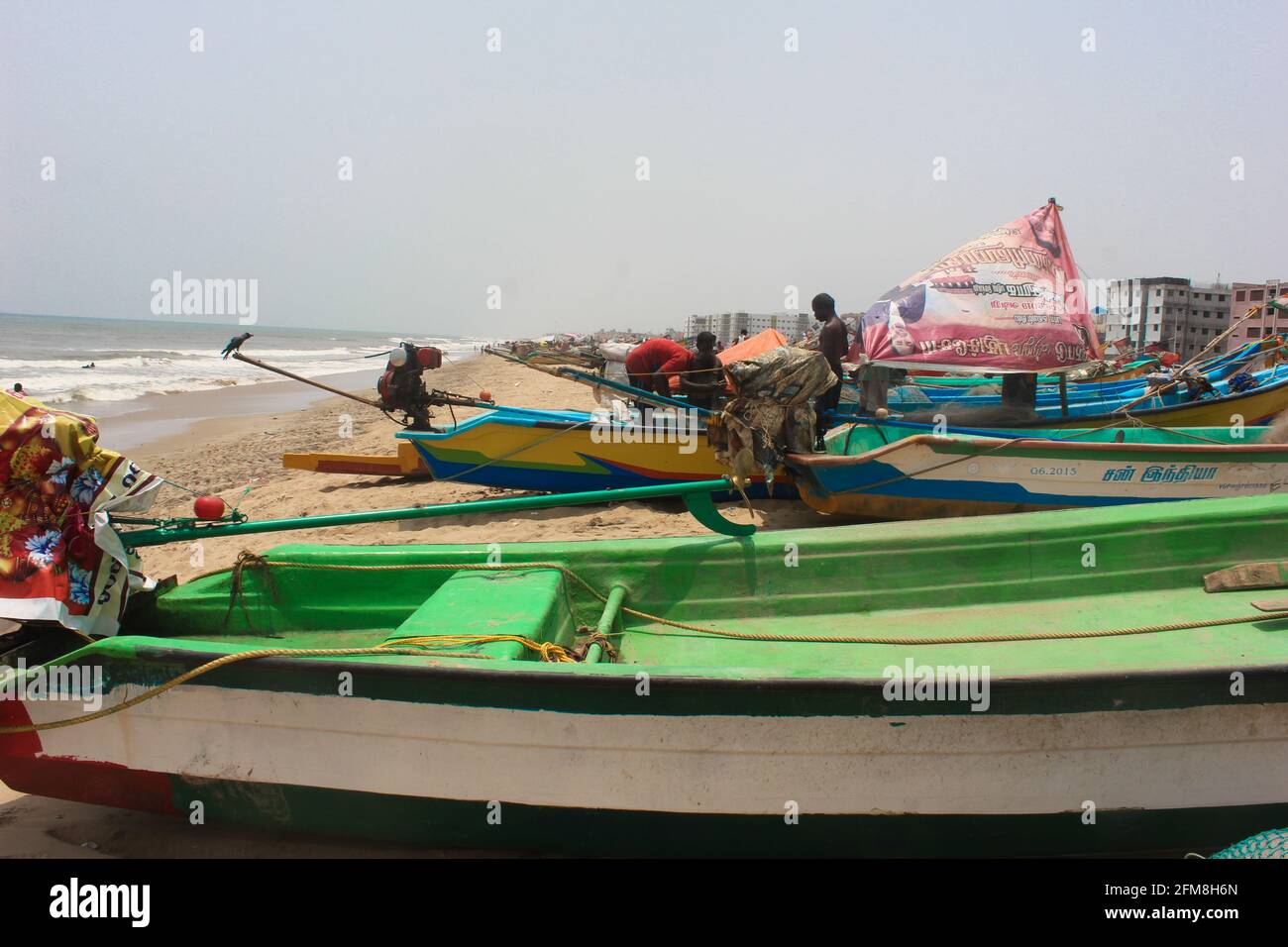 Fishing boat on the beach, Chennai, Tamil Nadu, India Stock Photo Alamy