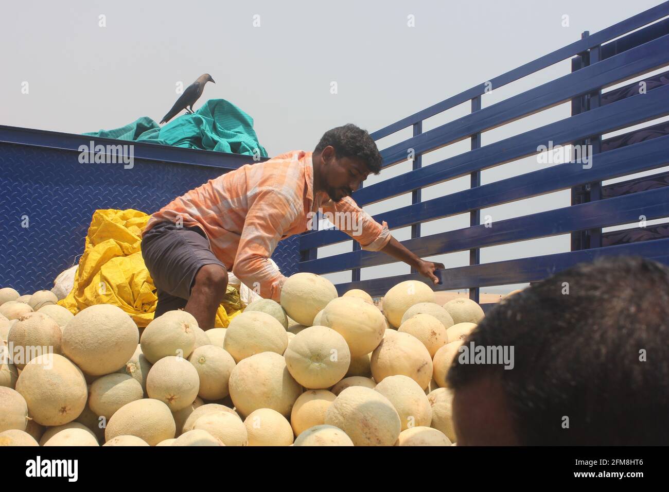 Vendors selling fruit and vegetables on the street in chennai,tamil nadu india Stock Photo