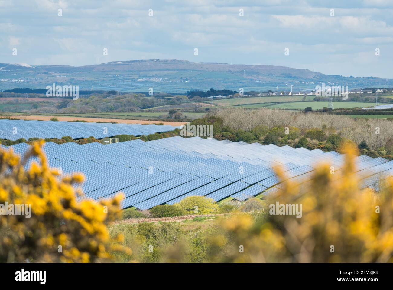 Nanteague Solar Farm, Cornwall, UK. Stock Photo