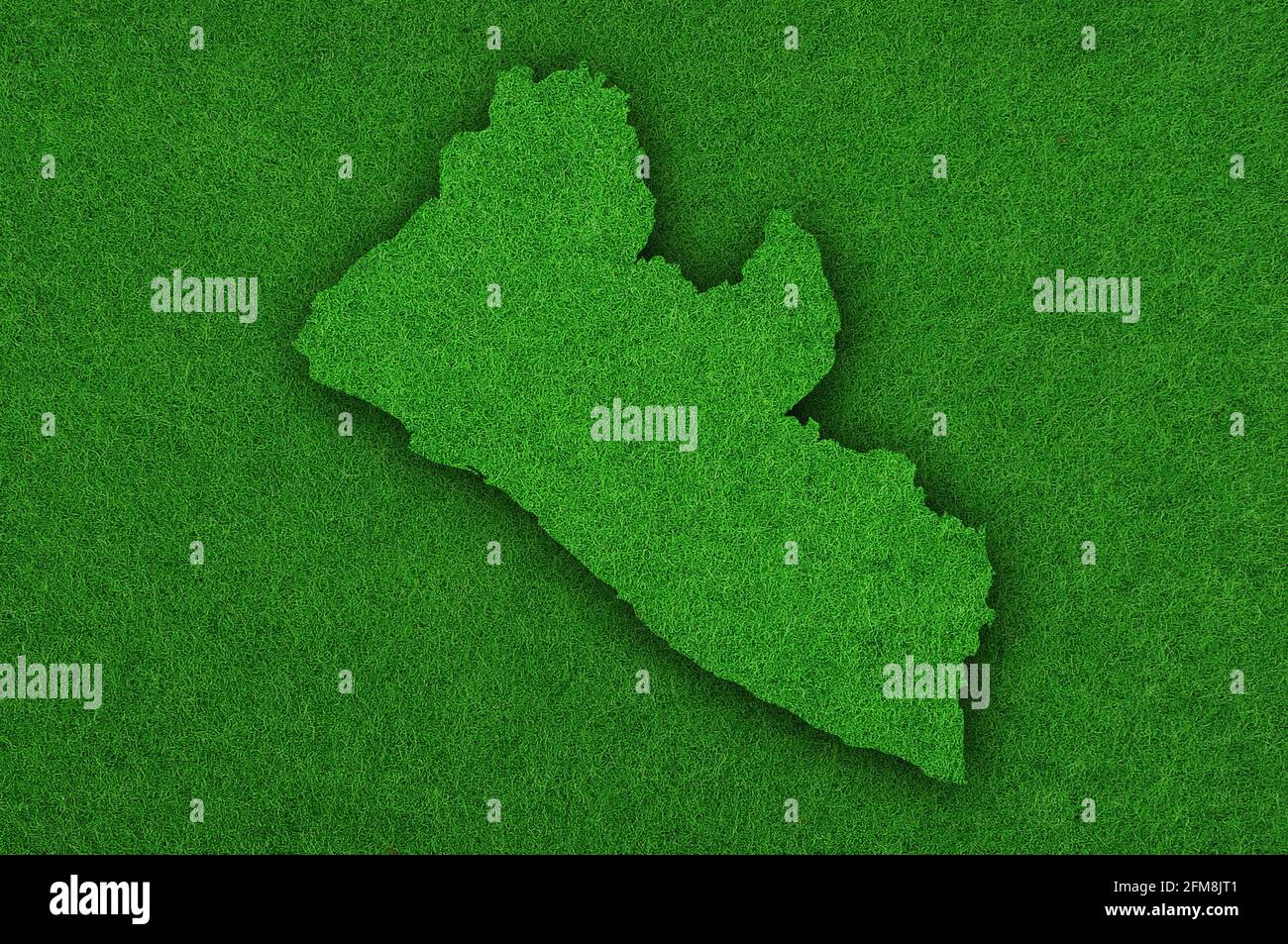 Map of Liberia on green felt Stock Photo - Alamy