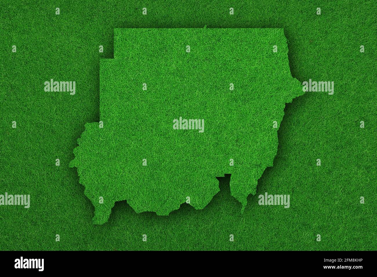 Map of Sudan on green felt Stock Photo - Alamy
