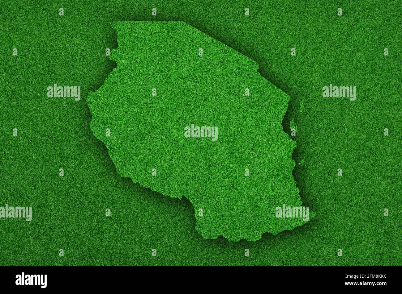 Map of Tanzania on green felt Stock Photo - Alamy