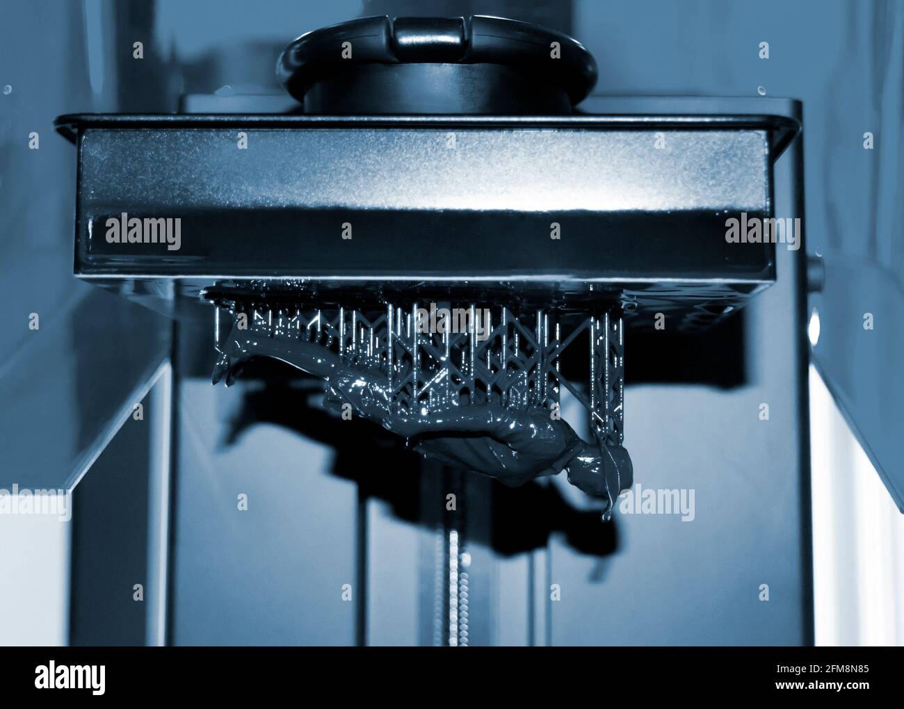 Stereolithography DPL 3d printer create small detail and liquid drips Stock Photo