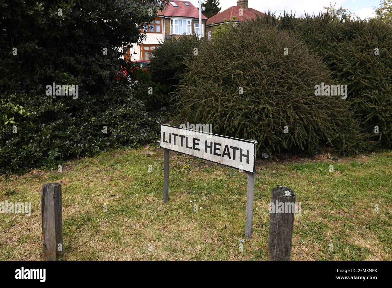 Little Heath, Romford, east London, where Maria Jane Rawlings, 45, was found dead by a man walking his dog at around 2pm on Tuesday. The Metropolitan Police said a post-mortem examination gave the mother-of-two's preliminary cause of death as neck compression and possible blunt force head trauma. Picture date: Friday May 7, 2021. Stock Photo