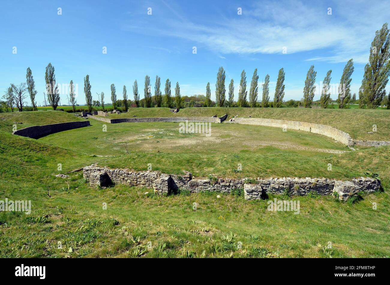 Austria, ancient amphitheater in the former legionary fortress Carnuntum, now located in the village of Petronell in Lower Austria Stock Photo