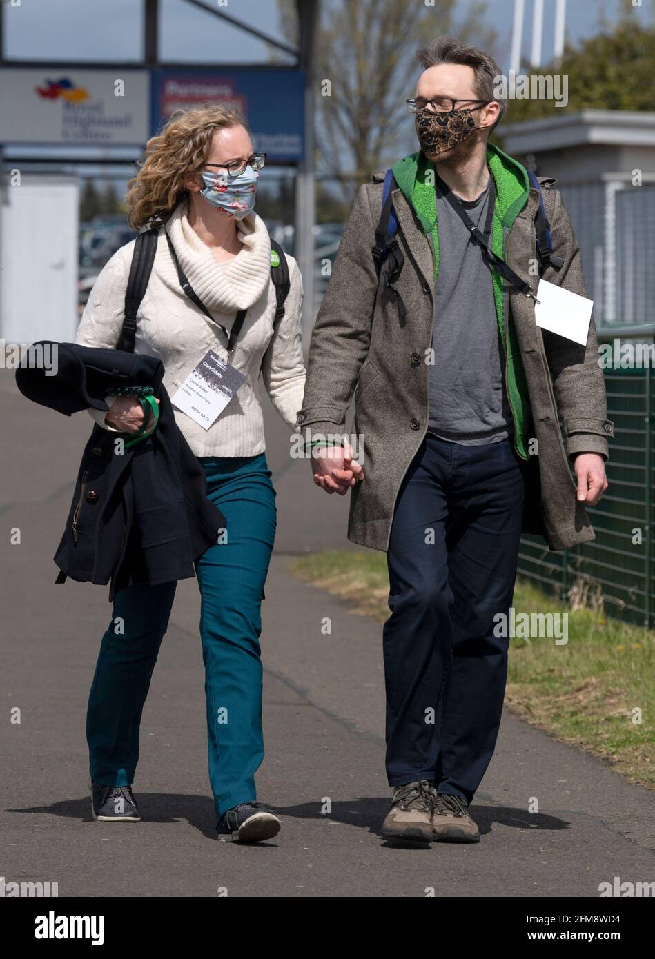 Co leader of the Scottish Green Party Lorna Slater arrives with her