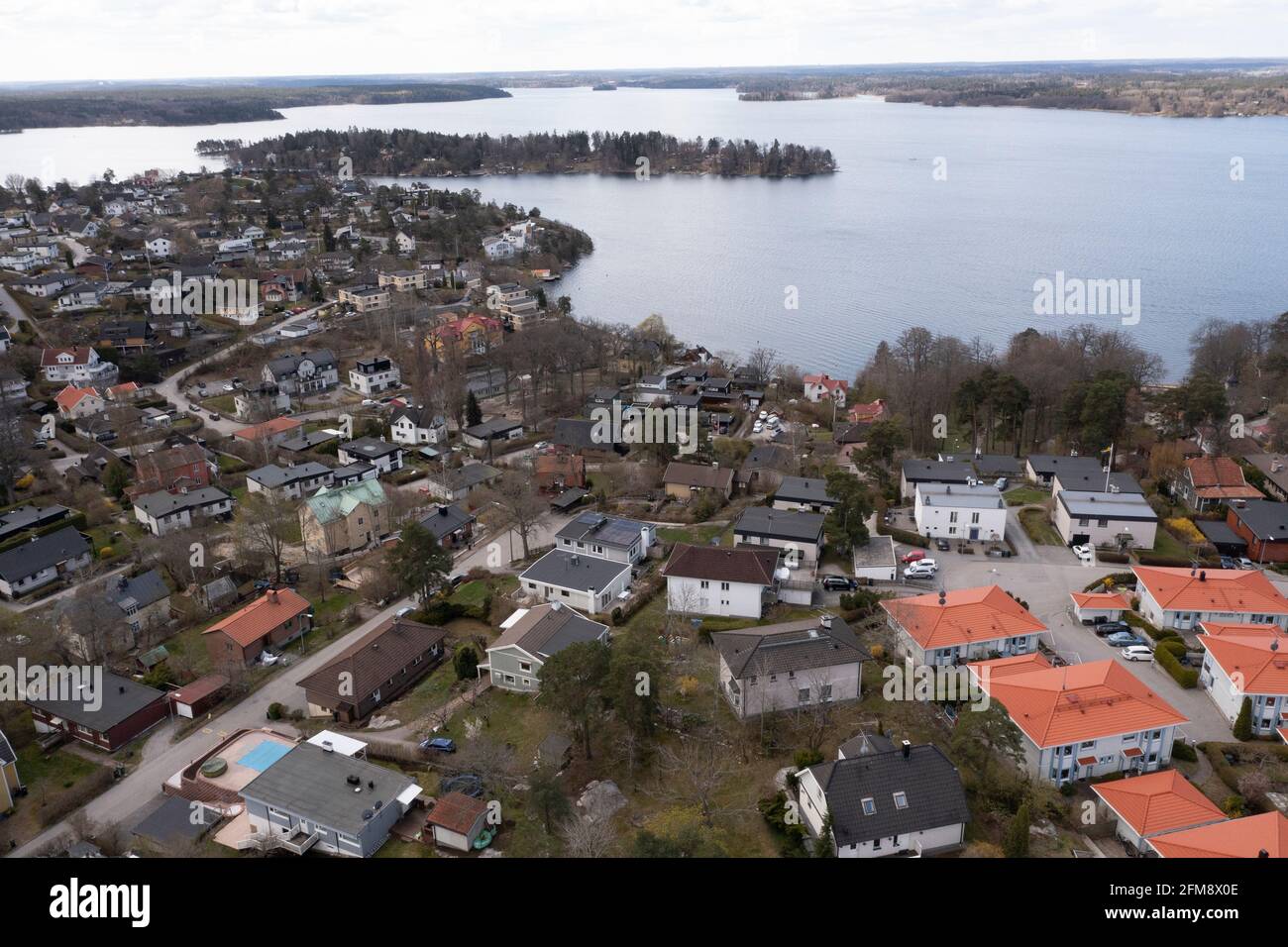View of Vällingby with residential areas. Stock Photo