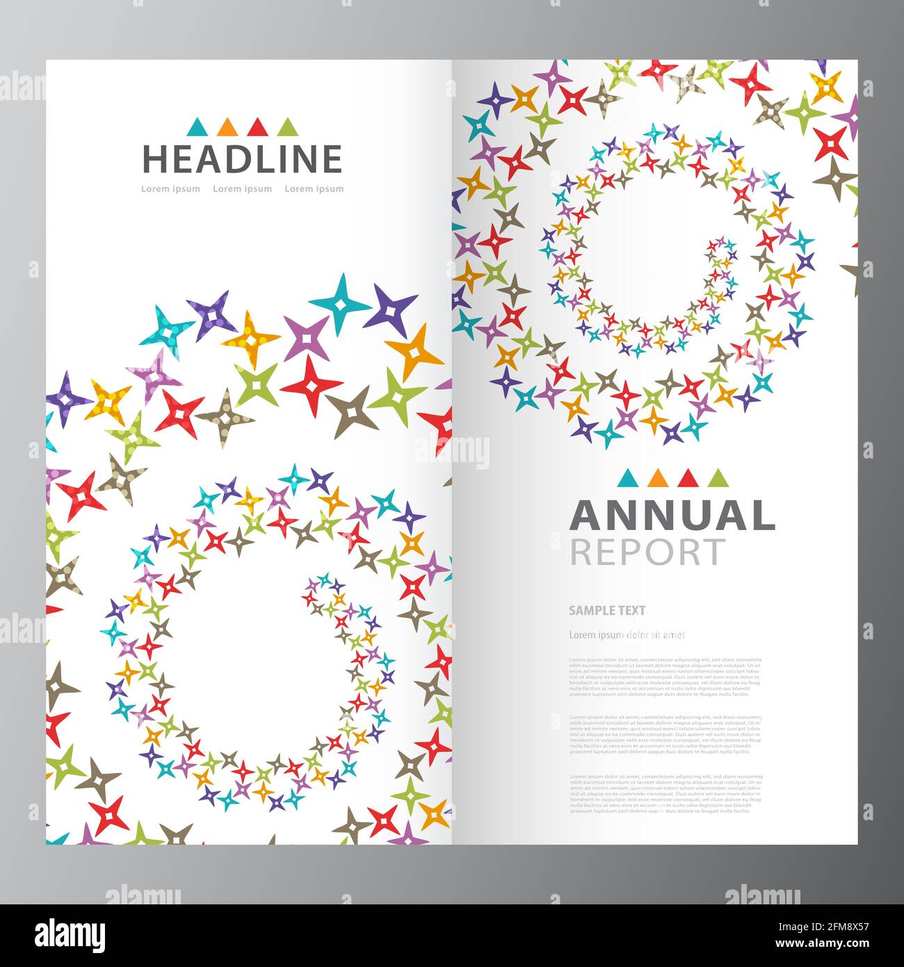 Annual colorful business report template design layout Stock Vector ...