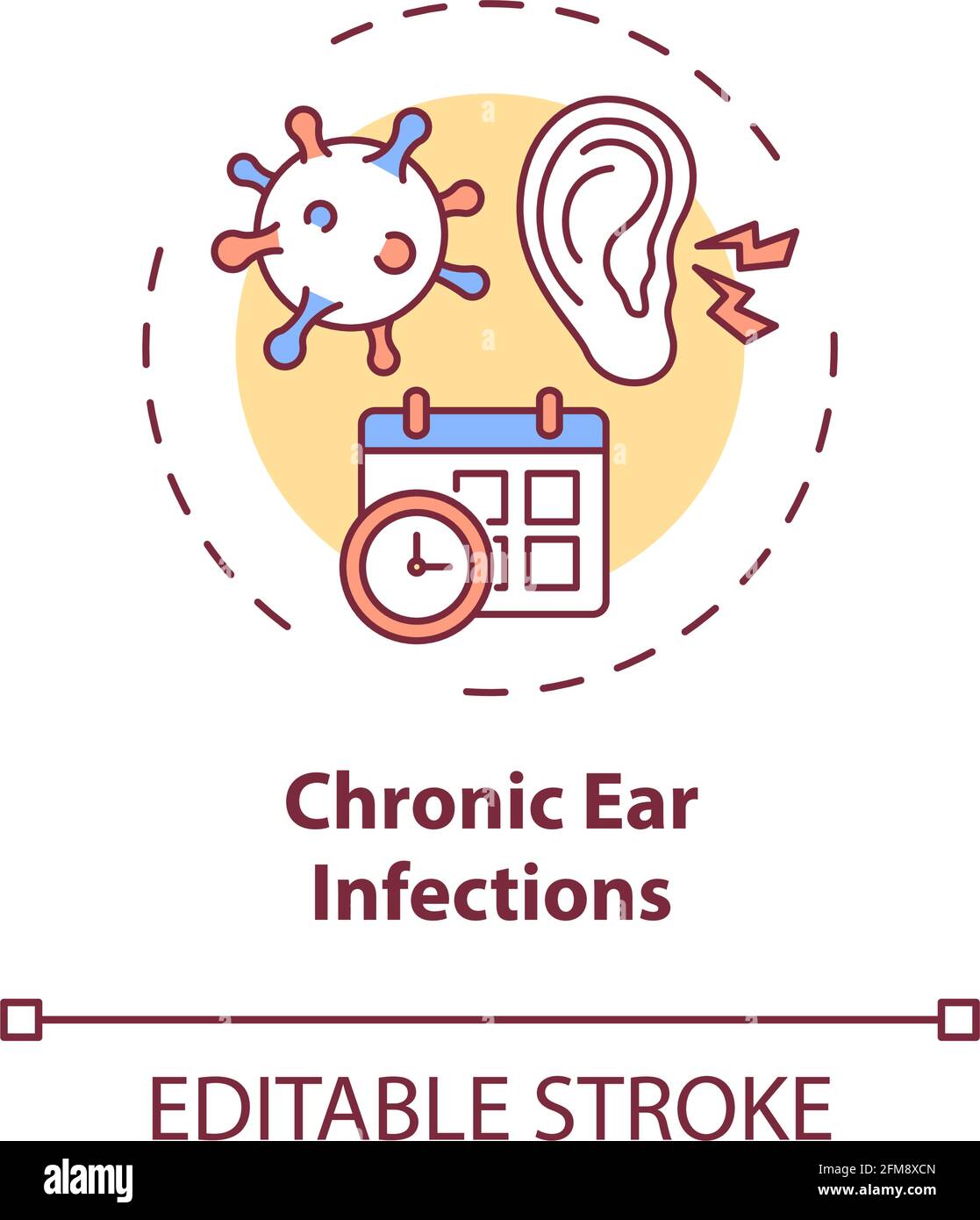 Chronic ear infections concept icon Stock Vector