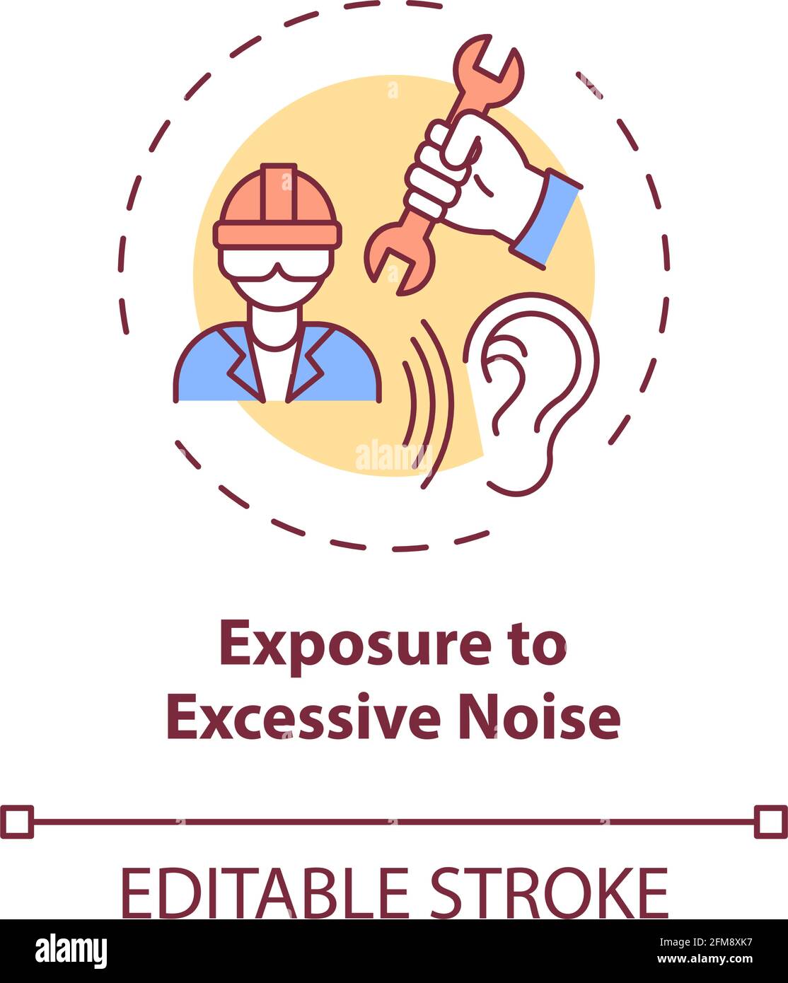 Exposure to excessive noise concept icon Stock Vector