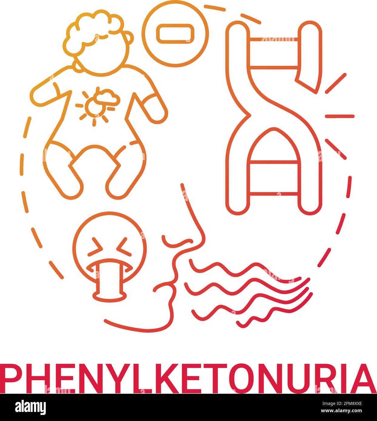 Phenylketonuria red gradient concept icon Stock Vector