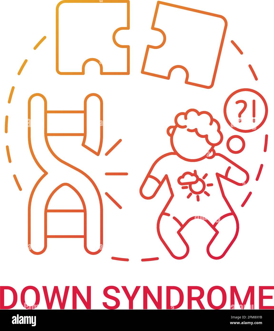 Down syndrome red gradient concept icon Stock Vector