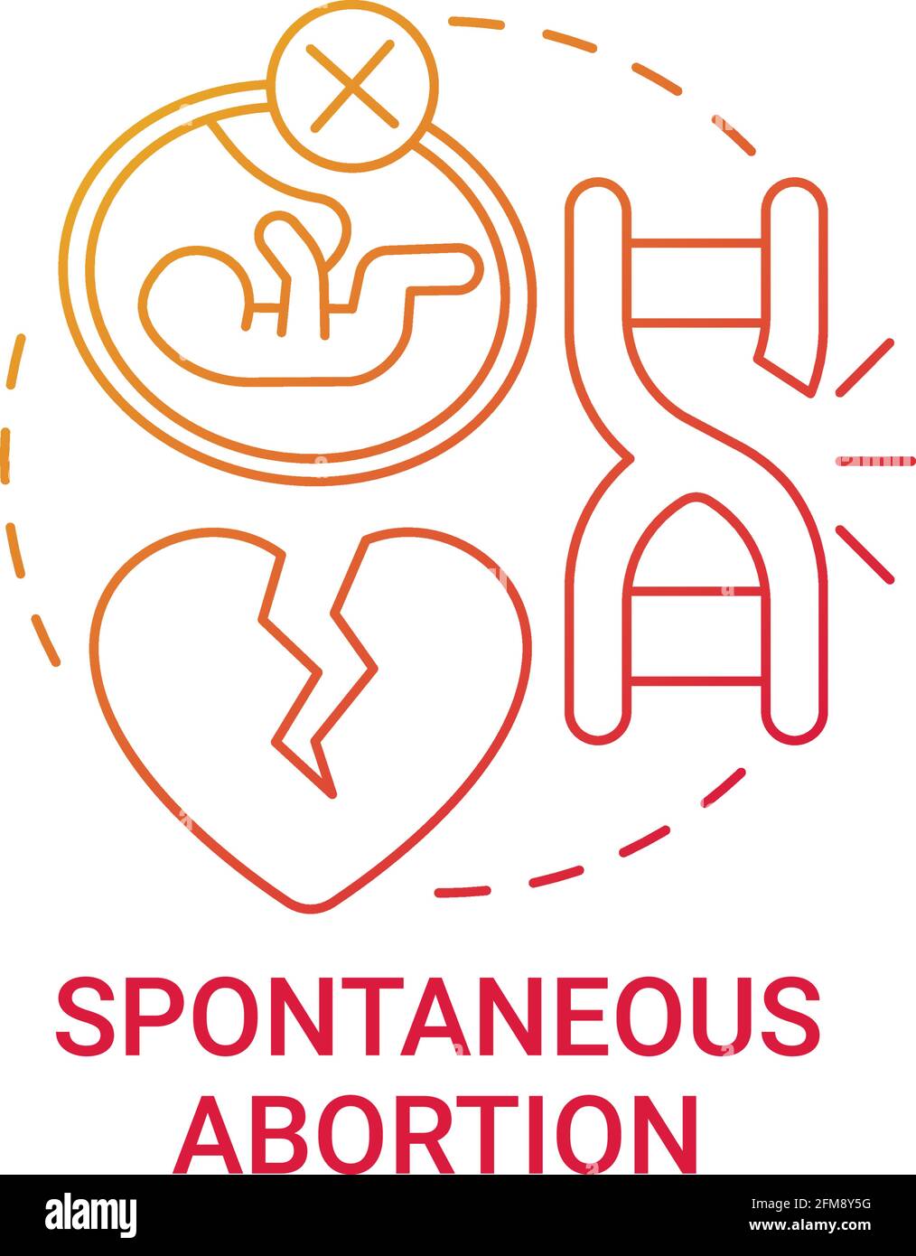Spontaneous abortion red gradient concept icon Stock Vector