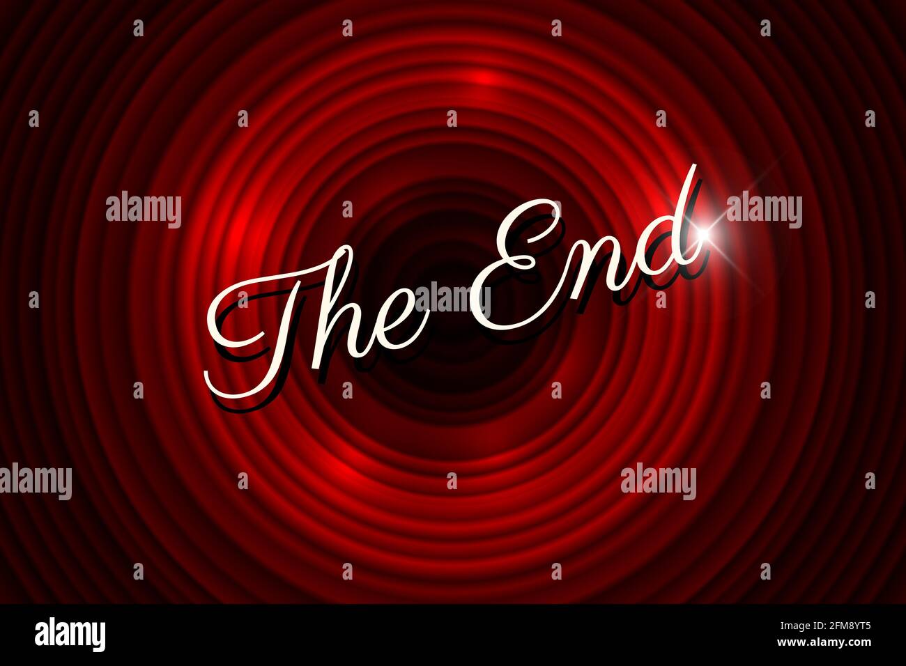 The End handwrite title with highlight on red round background. Old cinema  movie ending screen. Vector illustration EPS10 Stock Vector Image & Art -  Alamy