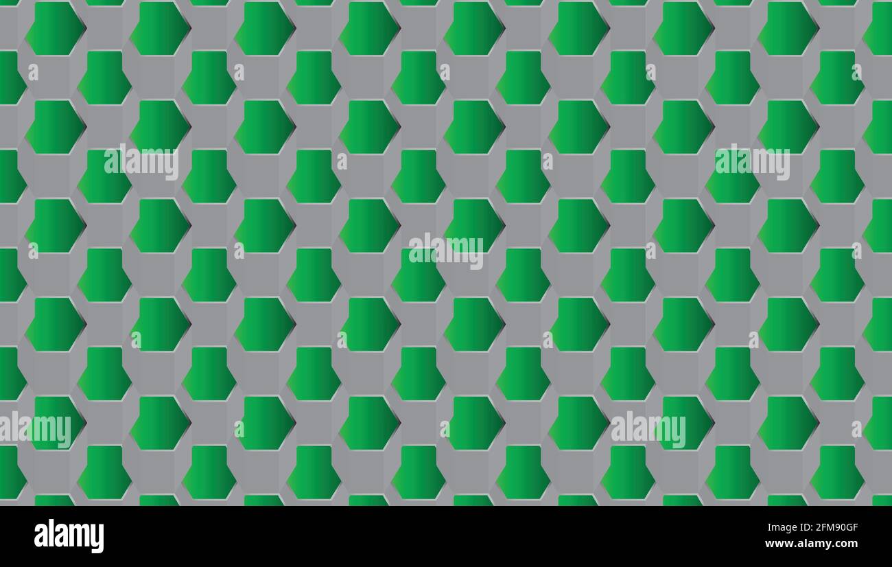 Metallic and green 3D hexagonal abstract background Stock Vector