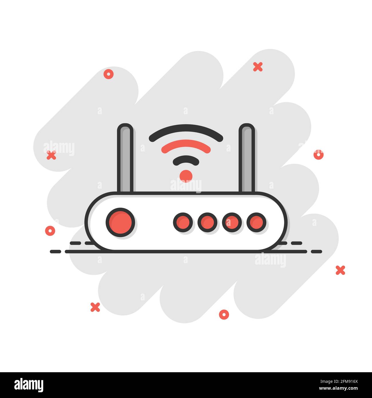 Wifi router icon in comic style. Broadband cartoon vector illustration ...