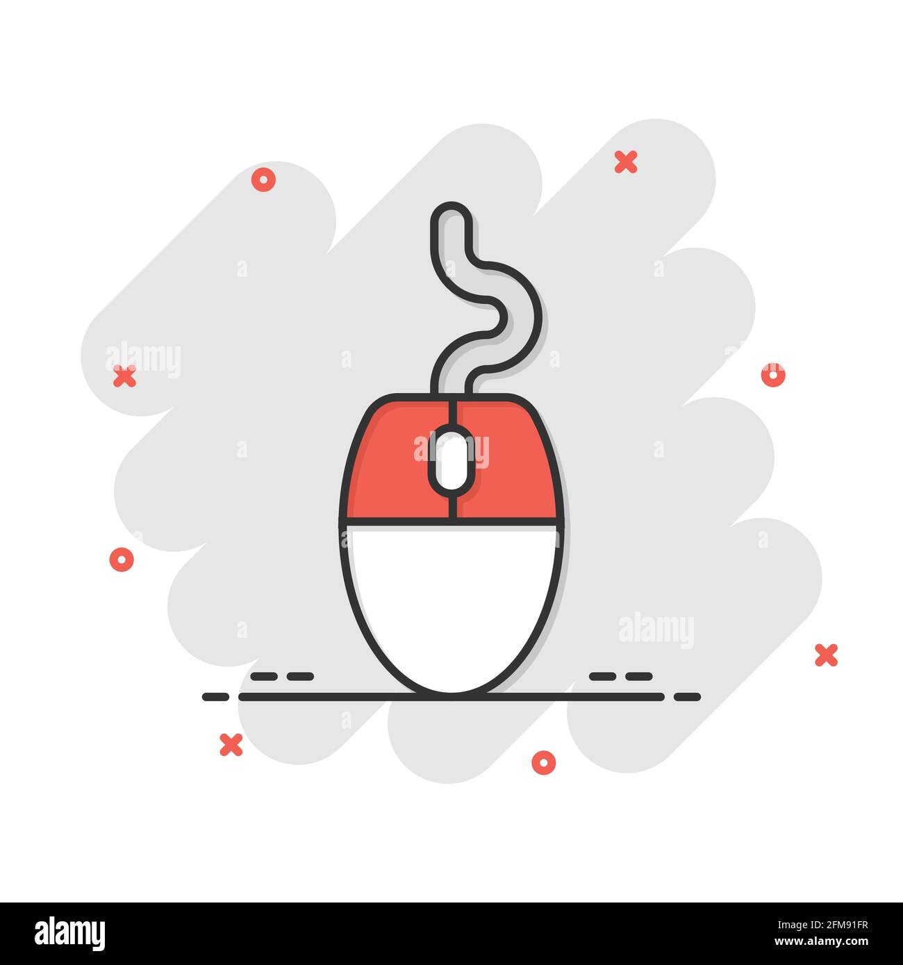 Computer mouse icon in comic style. Cursor cartoon vector illustration ...