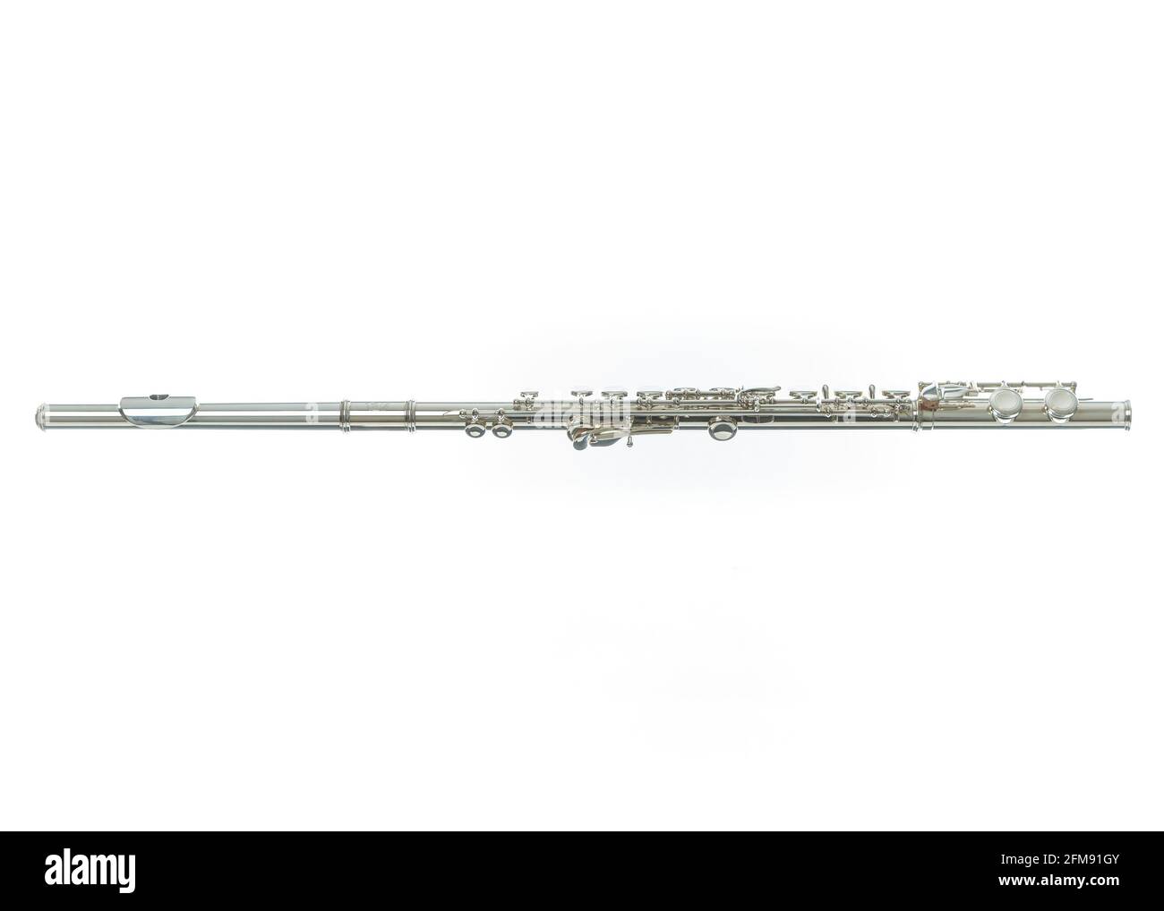 Silver Plated Flute on White Backgound with Copy Space Stock Photo - Alamy
