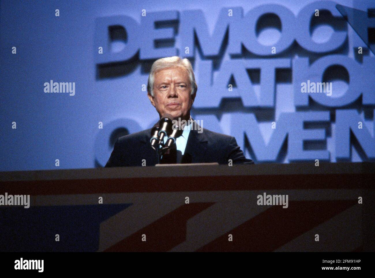 Former United States President Jimmy Carter addresses the 1988 Democratic National Convention at the Omni Coliseum in Atlanta, California on Monday, July 18, 1988.Credit: Howard L. Sachs/CNP/Sipa USA Credit: Sipa USA/Alamy Live News Stock Photo