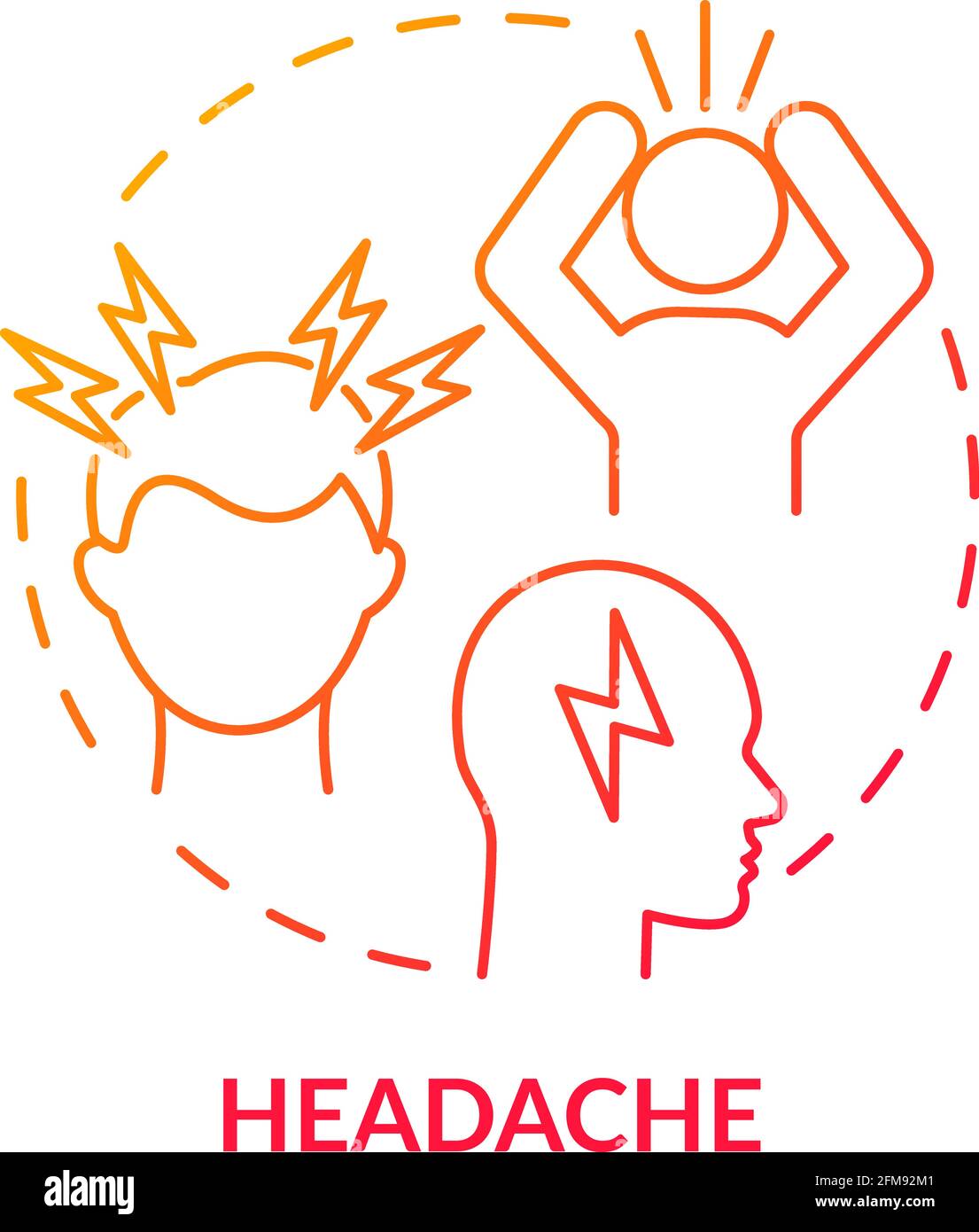 Headache concept icon. Air pollution disease symptom idea thin line