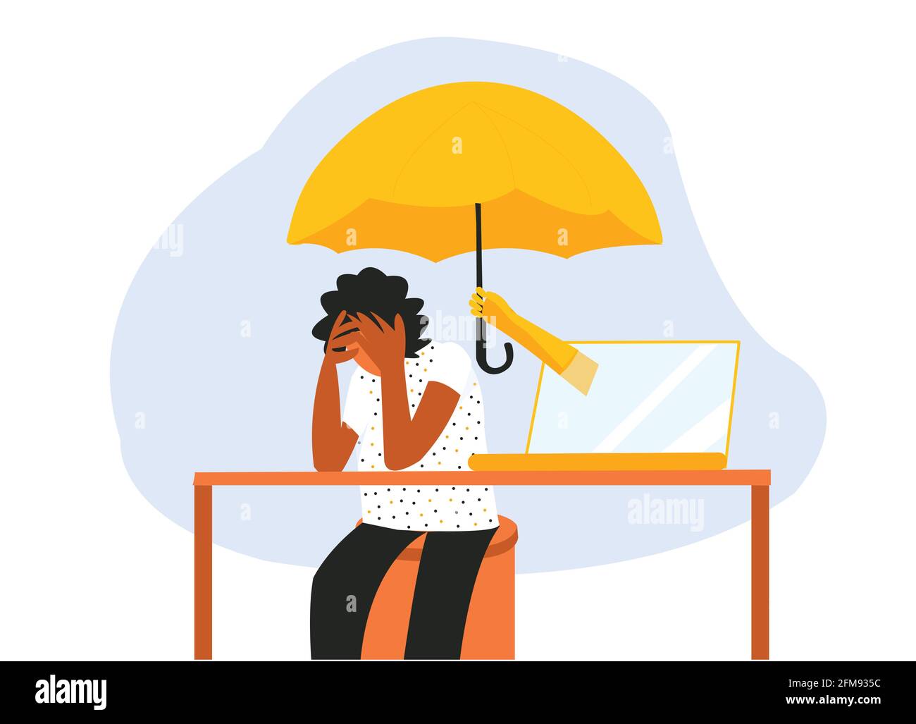 Sad woman gets help from online mental health therapy stock vector