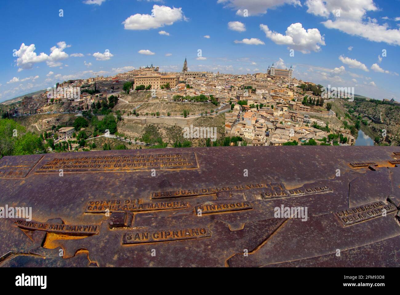 Plaque showing city landmarks, Toledo, Spain, Europe Stock Photo