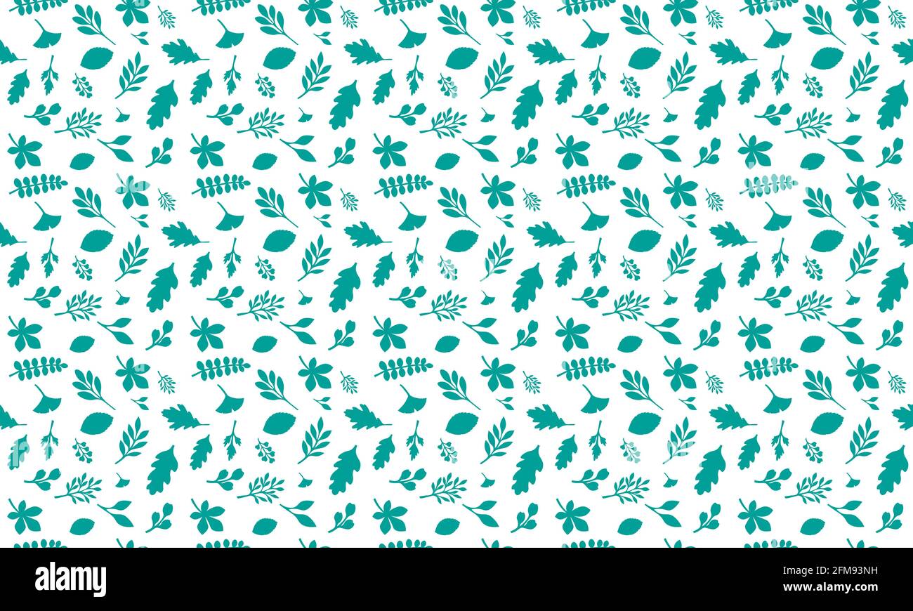 Leaves Pattern. Endless Background. Seamless leafs pattern green colour. Stock Vector