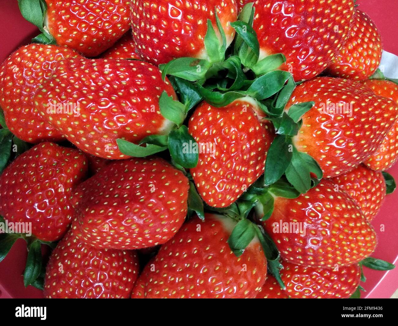 Red strawberries in the market Stock Photo
