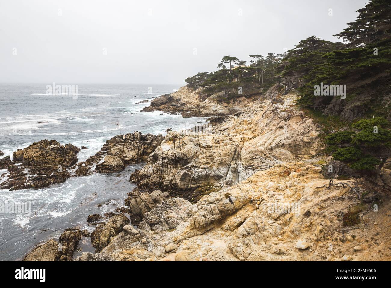 Pebble Beach in Del Monte Forest, Monterey, California, the USA Stock Photo