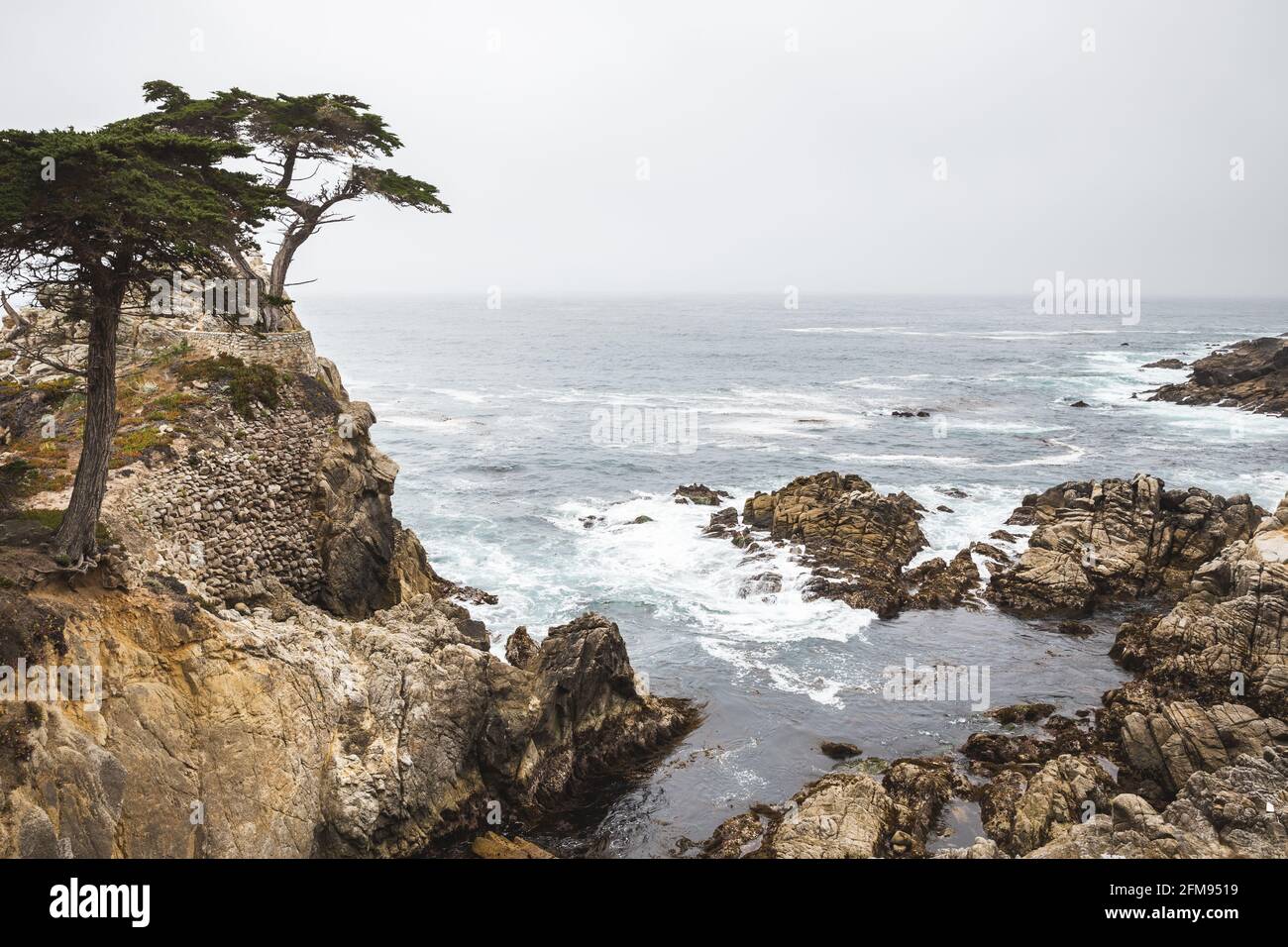 Pebble Beach in Del Monte Forest, Monterey, California, the USA Stock