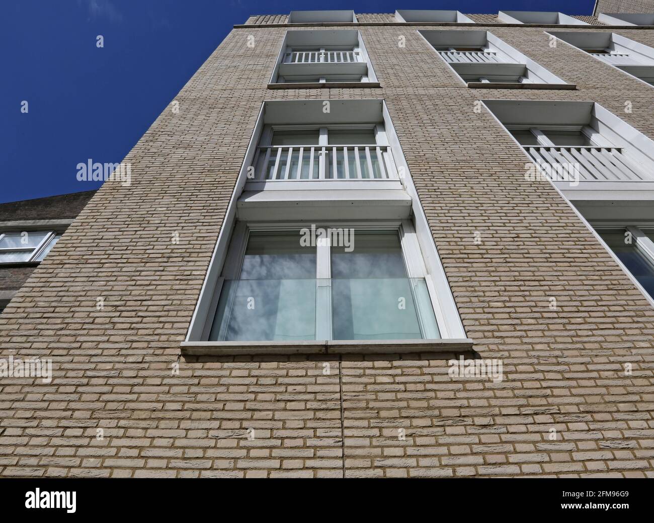 Detail of the newly redeveloped Westbourne Park Baptist Church, London. Houses a new church, church hall, library, offices and 32 affordable homes Stock Photo