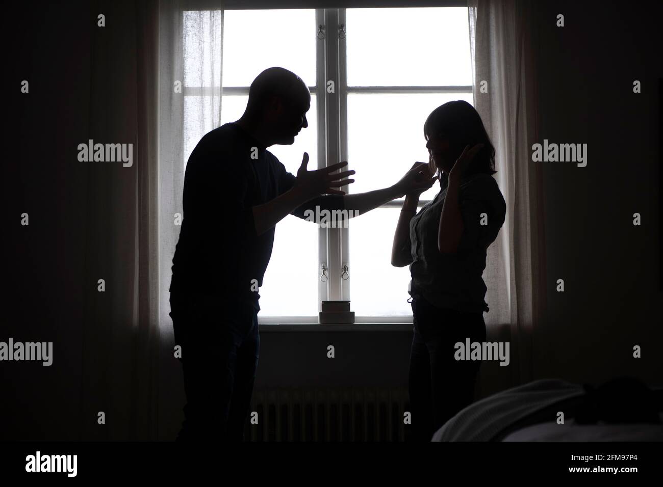 Domestic violence. A man and woman arguing. Violence against women. Abuse against women. Photo Fredrik Sandberg / TT code 10080 Stock Photo